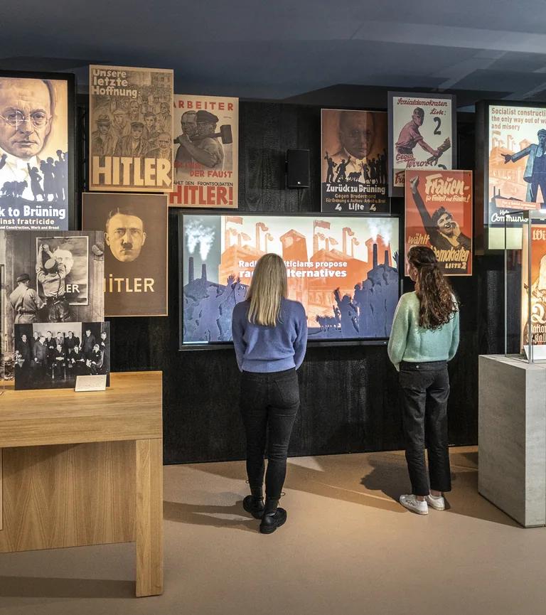 Visitor exploring the Holocaust exhibition