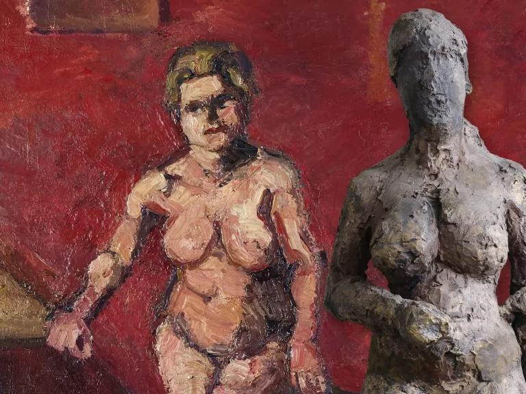 Herbert Boeckl, Nude in Front of a Yellow Box, 1925, beside Hans Josephsohn, Untitled, 1969 (details)
