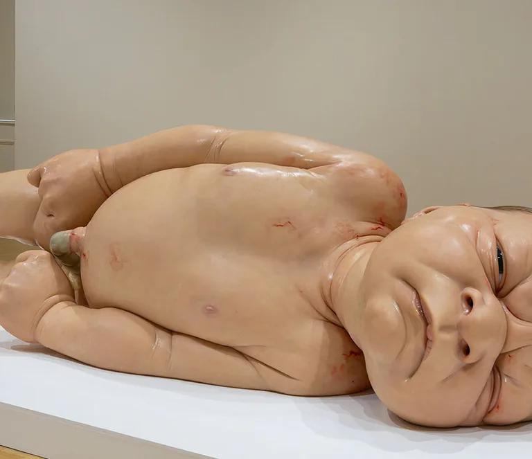 A Girl, the monumental newborn baby sculpture by Ron Mueck