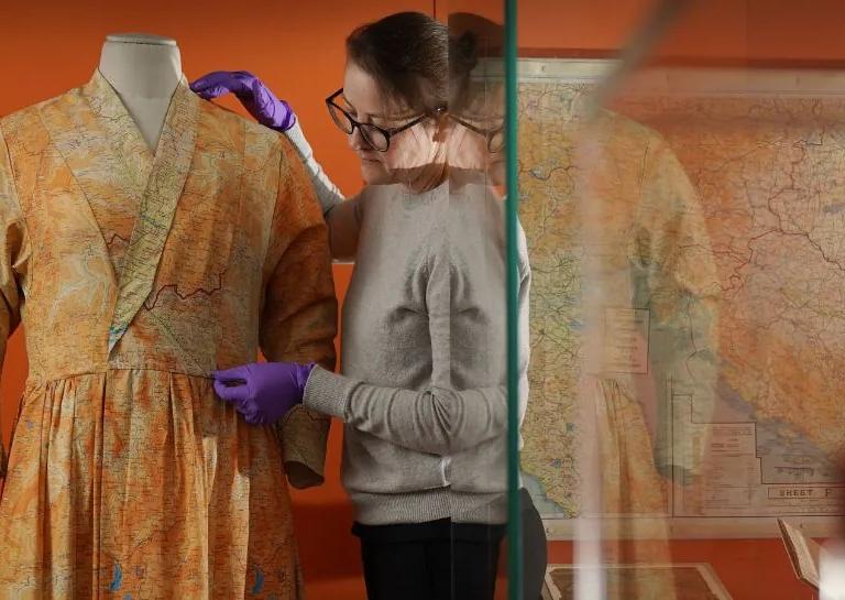 Silk dress made from Second World War escape and evade maps