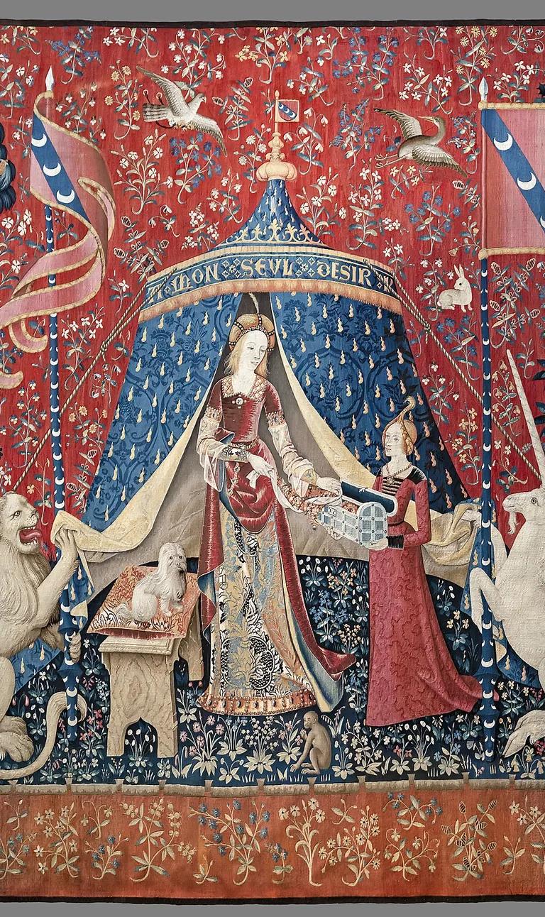 The 'Mon seul désir' panel of the Lady and the Unicorn tapestry cycle
