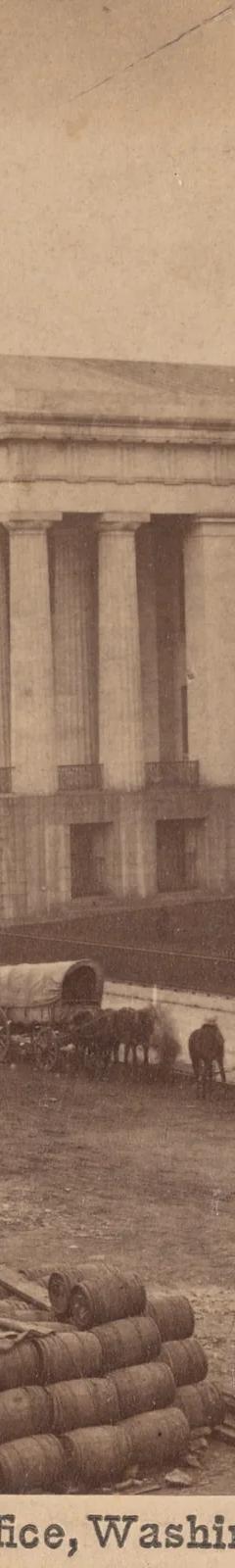 Early photograph of the neoclassical Patent Office Building used as the exhibition's key image