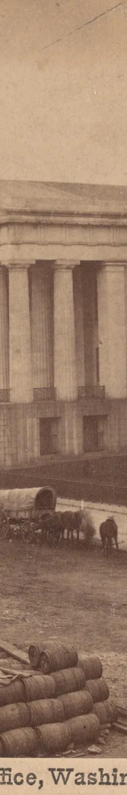 Early photograph of the neoclassical Patent Office Building used as the exhibition's key image