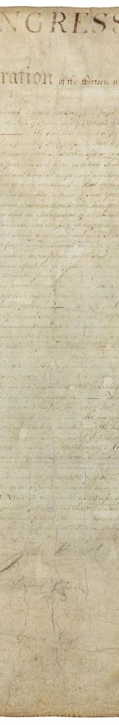 The engrossed original Declaration of Independence parchment
