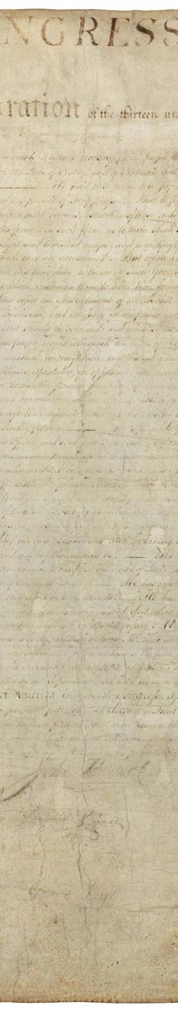 The engrossed original Declaration of Independence parchment