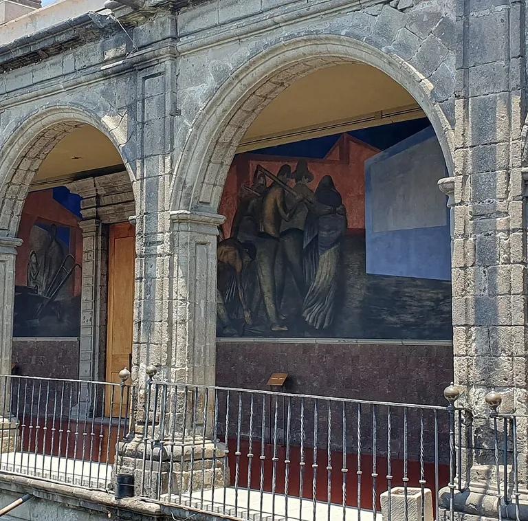 José Clemente Orozco murals along the main courtyard of San Ildefonso