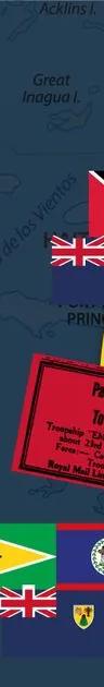 Montage of Caribbean maps, flags and people