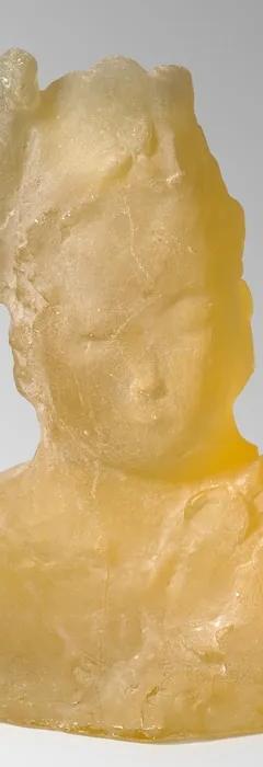 Leiko Ikemura, Yellow Figure with Hummingbird, glass sculpture
