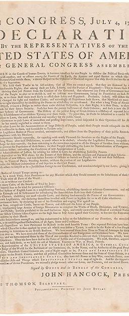Dunlap broadside of the Declaration of Independence at the Morgan Library