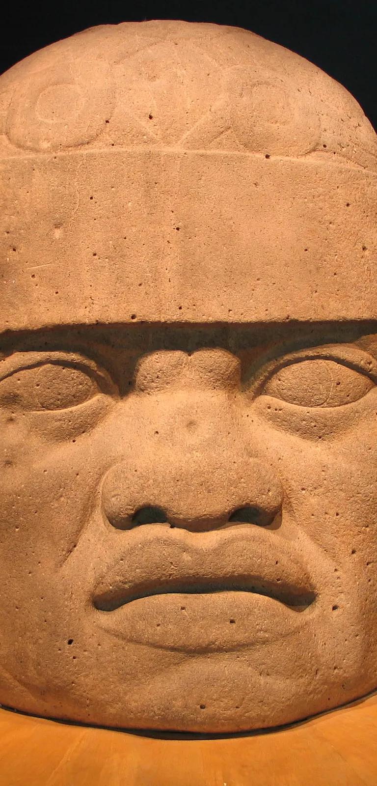 Olmec colossal head in the Gulf Coast hall