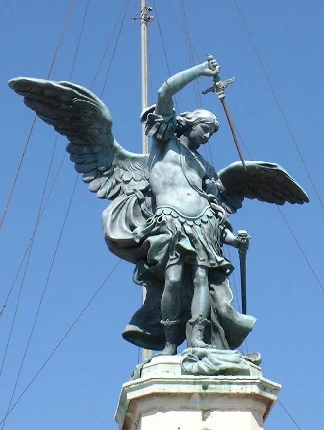 Verschaffelt's 1753 bronze statue of the Archangel Michael atop Castel Sant'Angelo