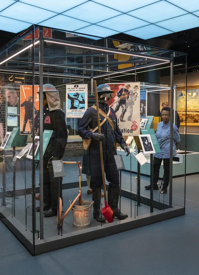 Visitors exploring the Second World War exhibition