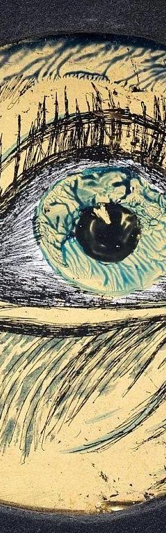 Eye motif key visual for the Liminal Spaces reverse-glass painting exhibition