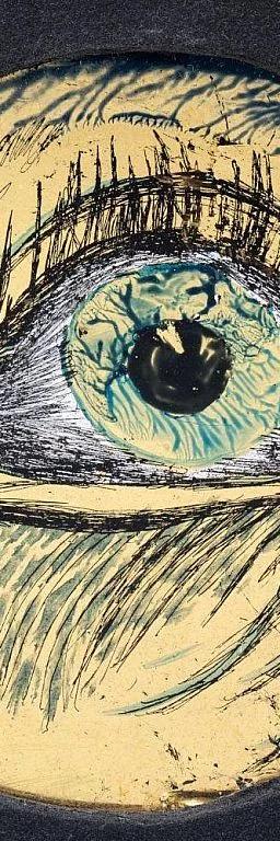 Eye motif key visual for the Liminal Spaces reverse-glass painting exhibition
