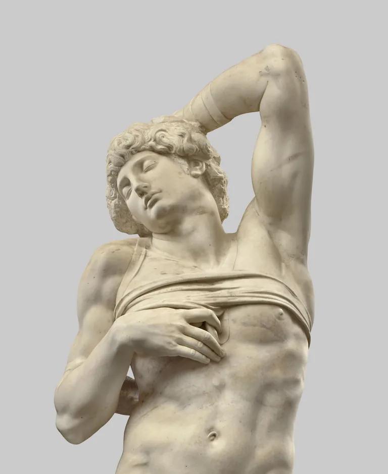 Detail of Michelangelo's Dying Slave, featured in the Michelangelo Rodin exhibition