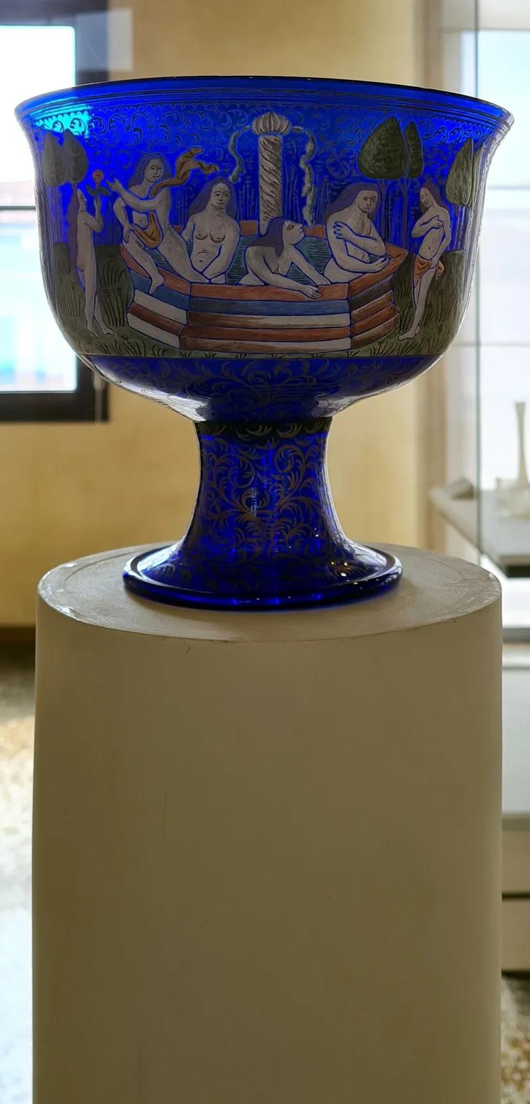 The Barovier Cup, blue enamelled glass goblet, c. 1460