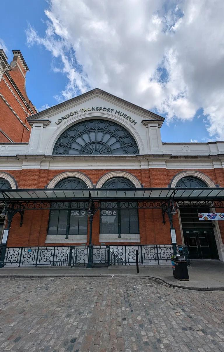 Interior of the London Transport Museum showing display galleries and exhibits, Covent Garden