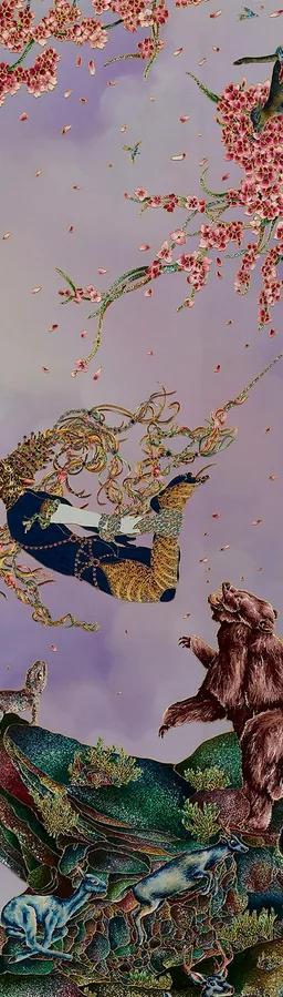 Detail of a panel from Raqib Shaw's monumental painting Paradise Lost