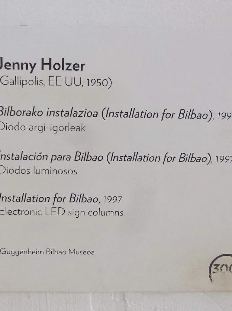 Jenny Holzer's LED light installation 'Installation for Bilbao' at the Guggenheim Museum Bilbao