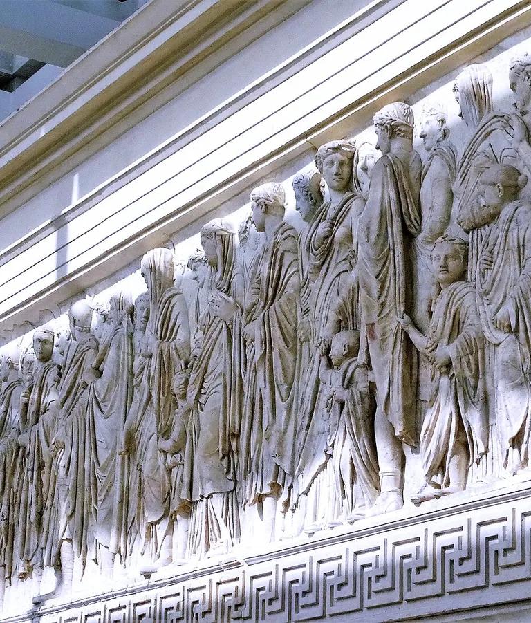 The south processional frieze of the Ara Pacis showing the imperial family