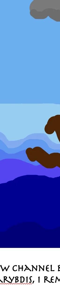 Scylla and Charybdis, a panel from Mary Garrard's digital graphic narrative The Odyssey by Homer (So They Say)