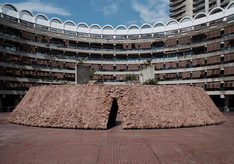 Delcy Morelos's earthwork installation of soil, clay and spices in the Sculpture Court