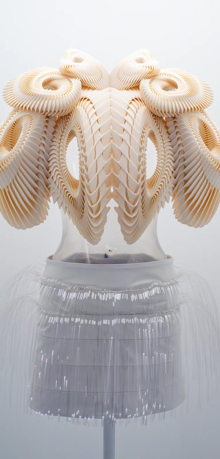 A sculptural haute couture ensemble by Iris van Herpen