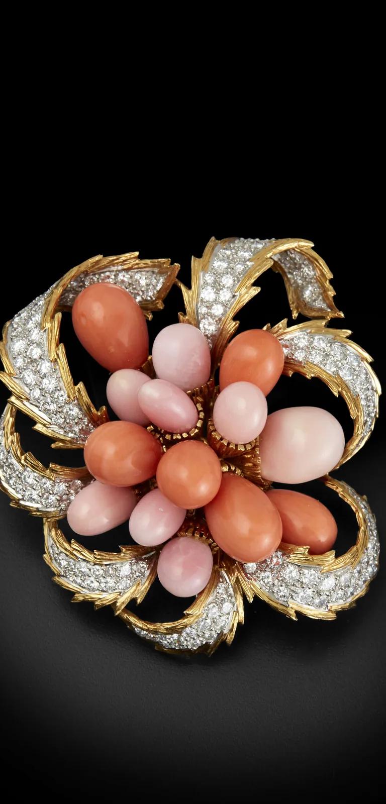 Diamond and conch pearl brooch from Marjorie Merriweather Post's jewellery collection