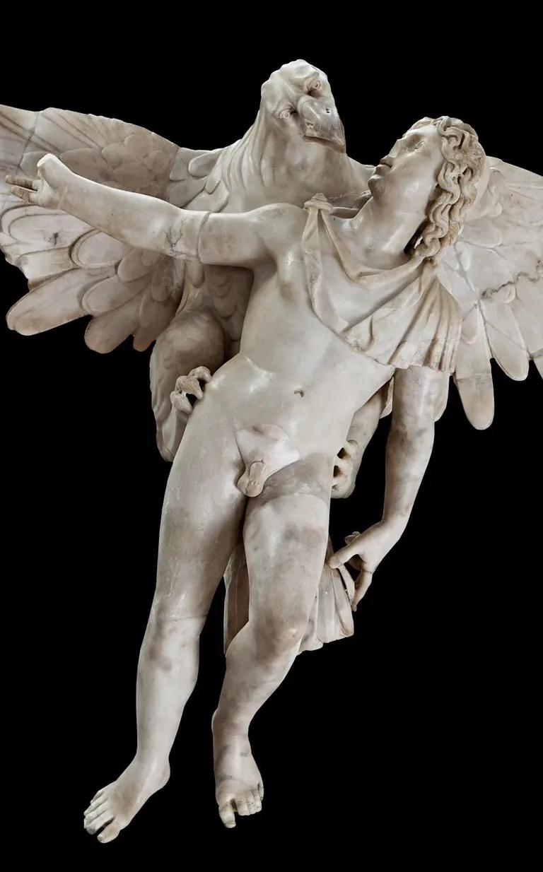 Marble statue of Ganymede carried off by the eagle