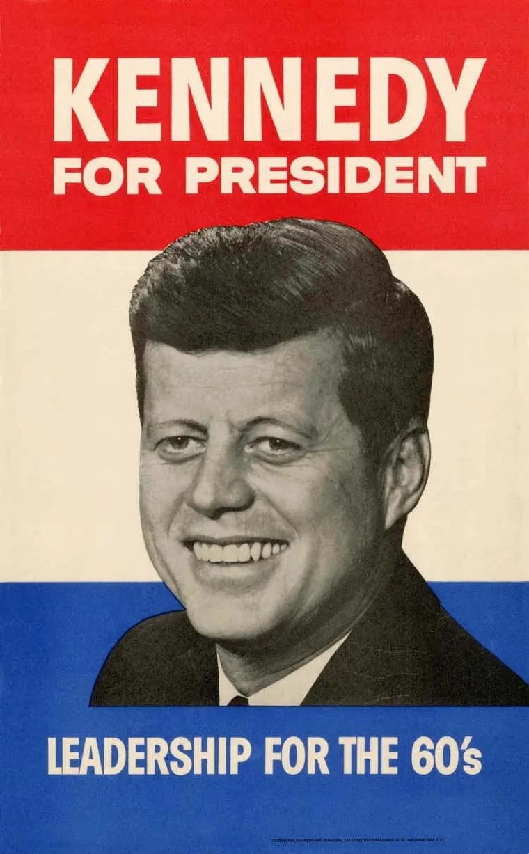 1960 'Leadership for the 60's' Kennedy-Johnson campaign poster on display in the gallery