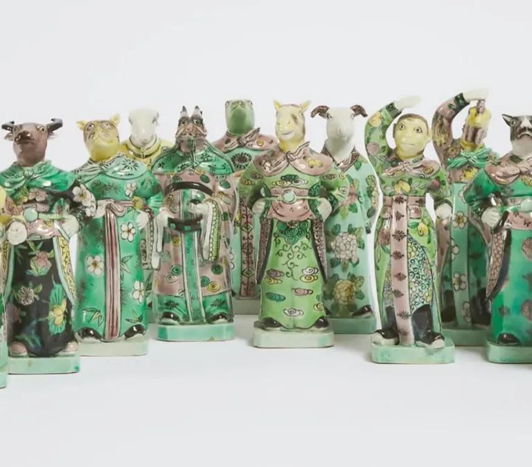 Set of Chinese zodiac animal figures