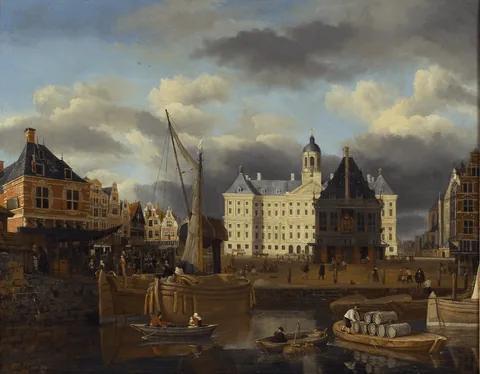 17th-century cityscape painting of Amsterdam's Dam square by Jan van Kessel