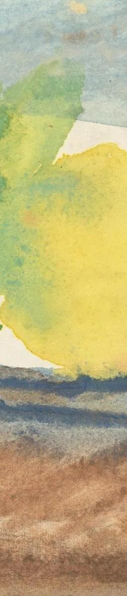 A watercolour painting by Audrey Amiss of a fruit bowl, taken from her sketchbook.