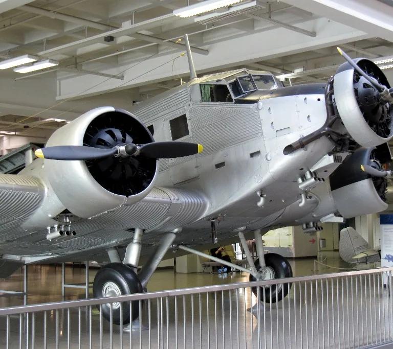 Junkers Ju 52 aircraft on display in the Deutsches Museum's Aviation Hall