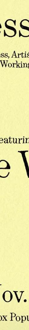 Caroline Woolard installation banner, An Endless Meeting at Vox Populi