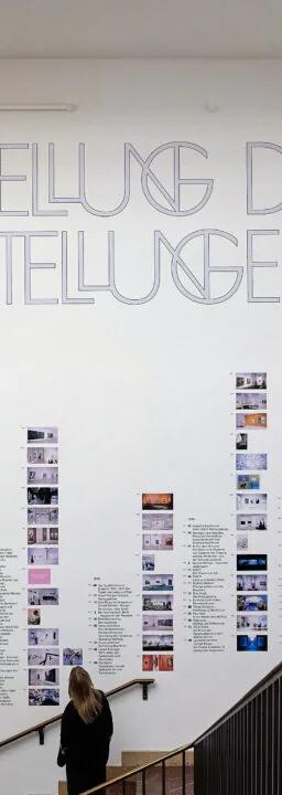 Exhibition of Exhibitions installation on the staircase at Haus der Kunst