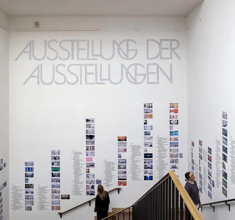 Exhibition of Exhibitions installation on the staircase at Haus der Kunst