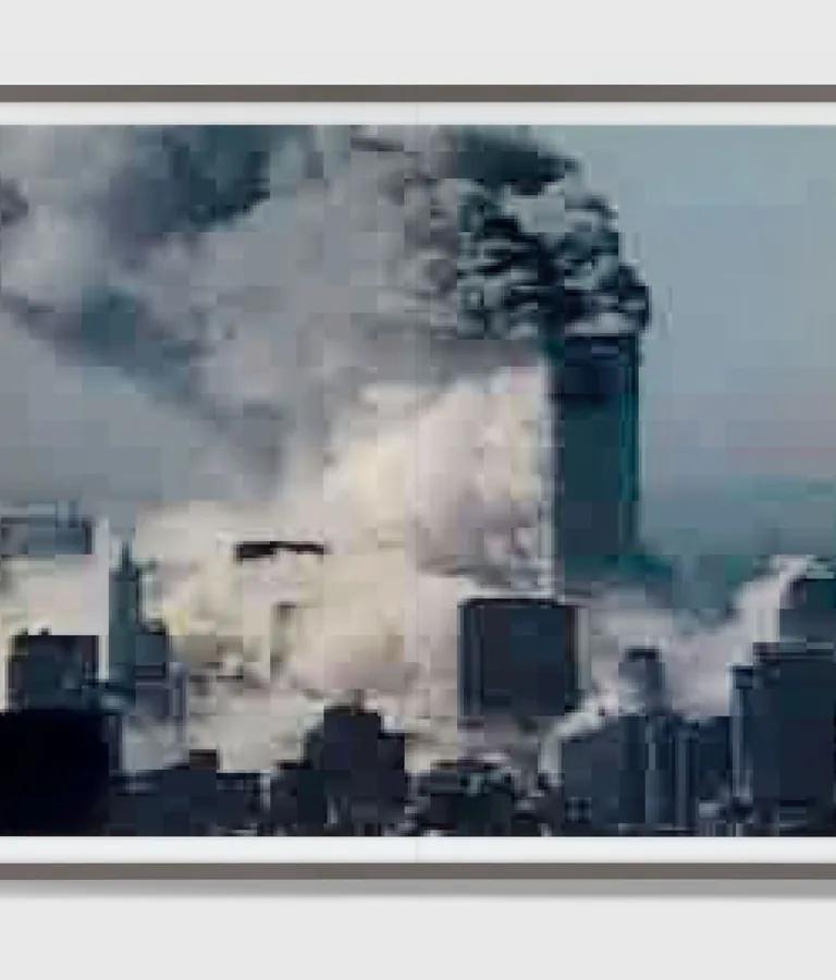 Photograph from Thomas Ruff's jpegs ny series at David Zwirner, New York