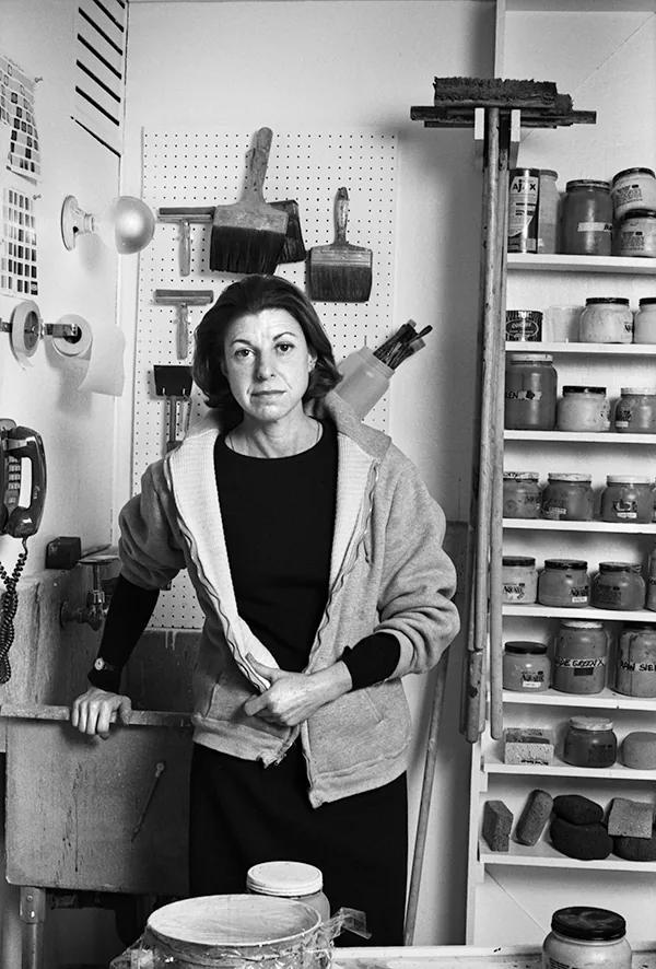 Painter Helen Frankenthaler photographed in her studio in 1978