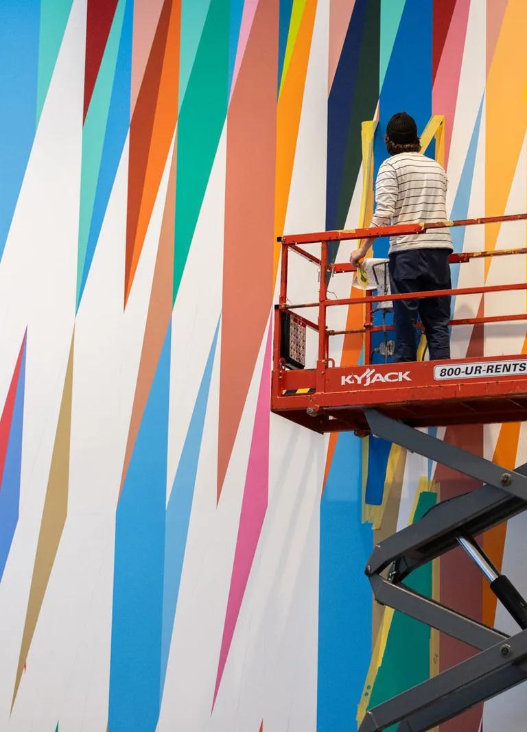Odili Donald Odita: Songs from Life installed in MoMA's lobby