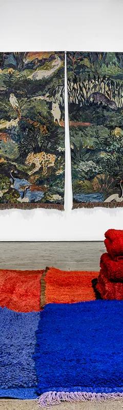 Installation view of You Stretched Diagonally Across It: Contemporary Tapestry at The Fabric Workshop and Museum