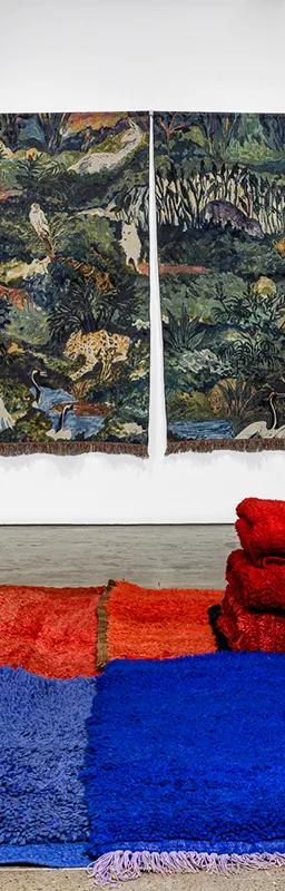 Installation view of You Stretched Diagonally Across It: Contemporary Tapestry at The Fabric Workshop and Museum
