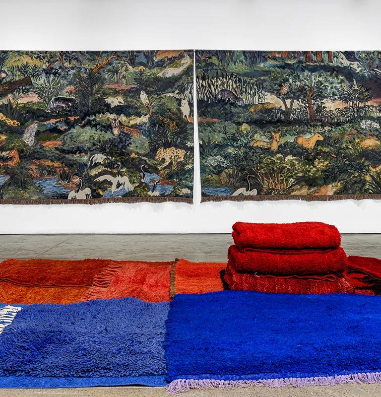 Installation view of You Stretched Diagonally Across It: Contemporary Tapestry at The Fabric Workshop and Museum
