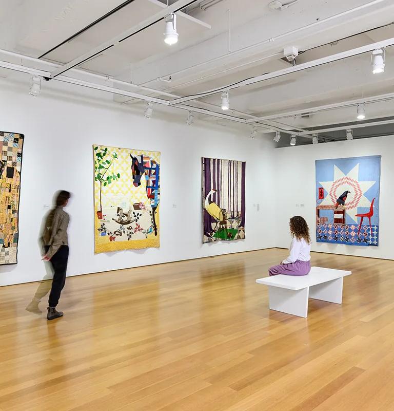 A quilt from Jesse Krimes's Elegy Quilts series at The Fabric Workshop and Museum