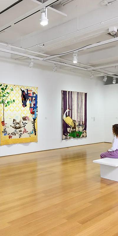 A quilt from Jesse Krimes's Elegy Quilts series at The Fabric Workshop and Museum