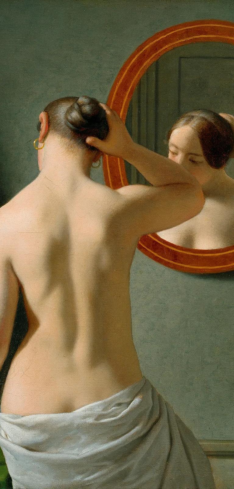 C.W. Eckersberg, A Nude Woman Doing Her Hair in Front of a Mirror, 1841