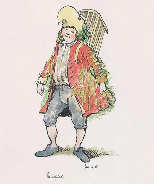 Maurice Sendak's design for Papageno in The Magic Flute