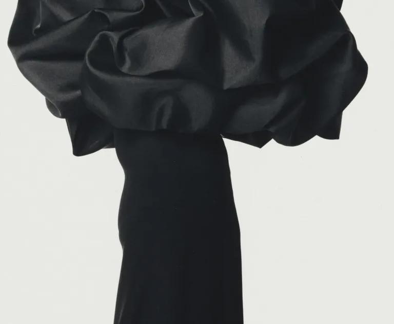 Irving Penn photograph of a Balenciaga rose dress, from the PENN & FASHION exhibition