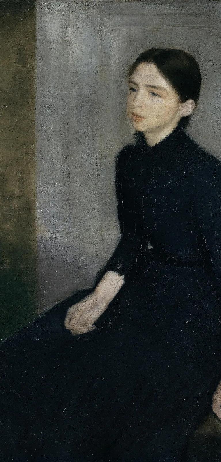 Vilhelm Hammershøi, Portrait of a Young Woman. The Artist's Sister Anna Hammershøi, 1885