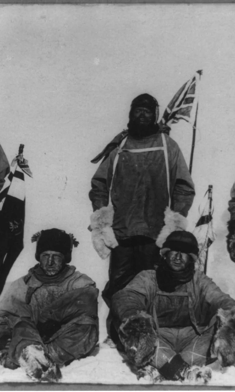 Members of Scott's Terra Nova expedition at the South Pole, January 1912